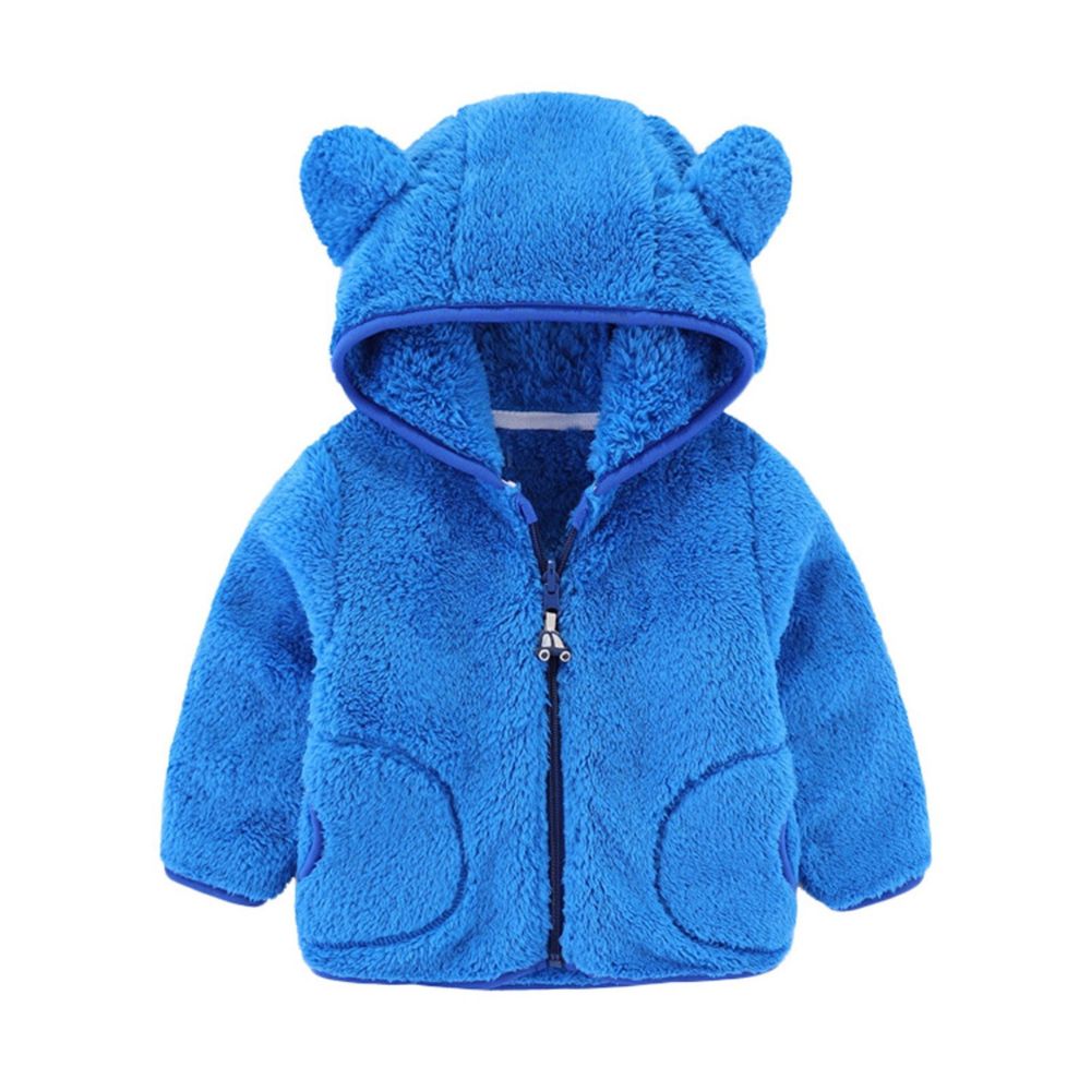 Kids Fluffy Fleece Pocket Jacket (2-3y) - Sky Blue