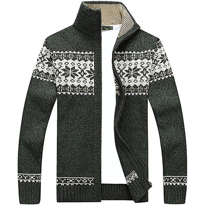 Lumi Fair Isle Full Zip Sweater in Green - The Sherpa Pullover Company