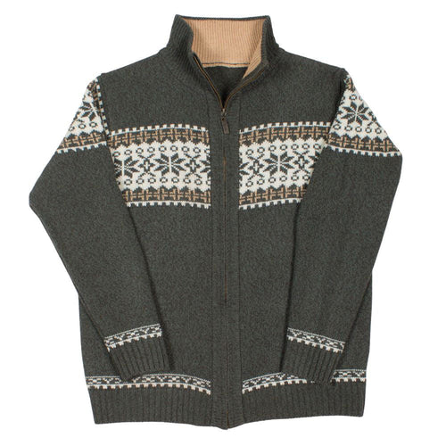 Lumi Fair Isle Full Zip Sweater in Green