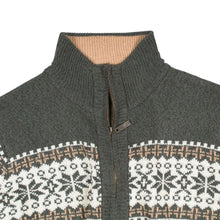 Lumi Fair Isle Full Zip Sweater in Green - The Sherpa Pullover Company