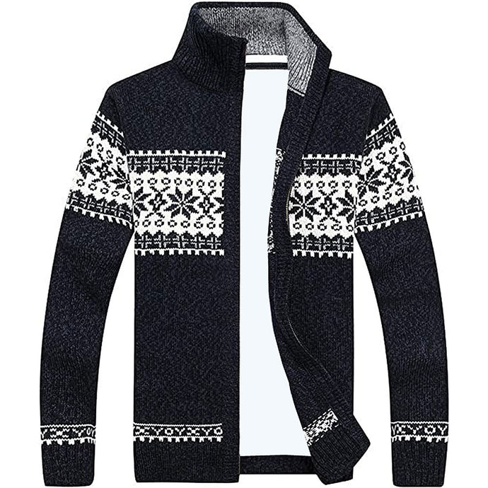 Lumi Fair Isle Full Zip Sweater in Navy - The Sherpa Pullover Company