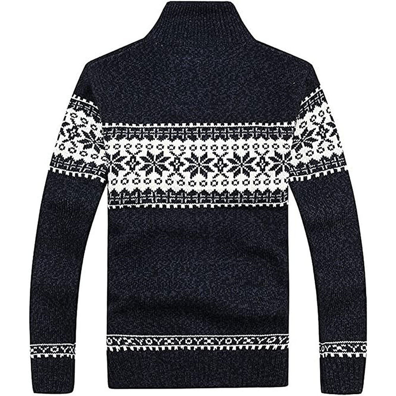 Lumi Fair Isle Full Zip Sweater in Navy