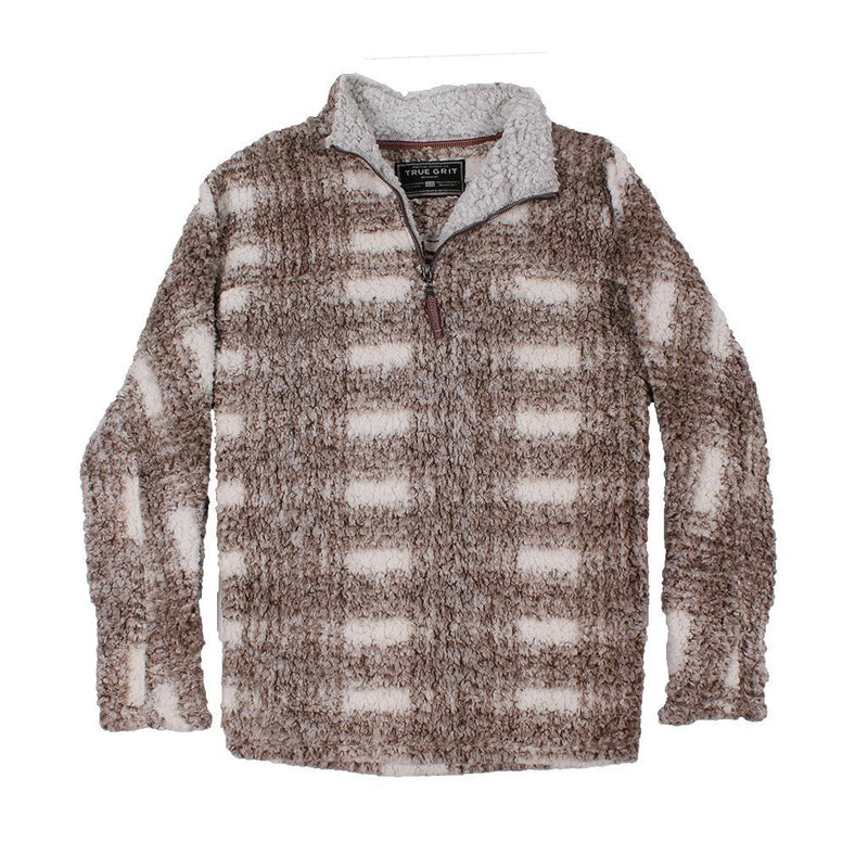 Frosty Tipped Big Plaid Pile Pullover - True Grit - The Sherpa Pullover Outlet