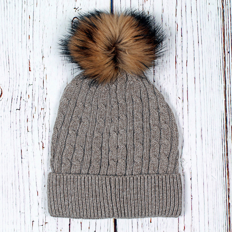 Baltic Cable Pom Pom Beanie - Nordic Fleece - The Sherpa Pullover Outlet
