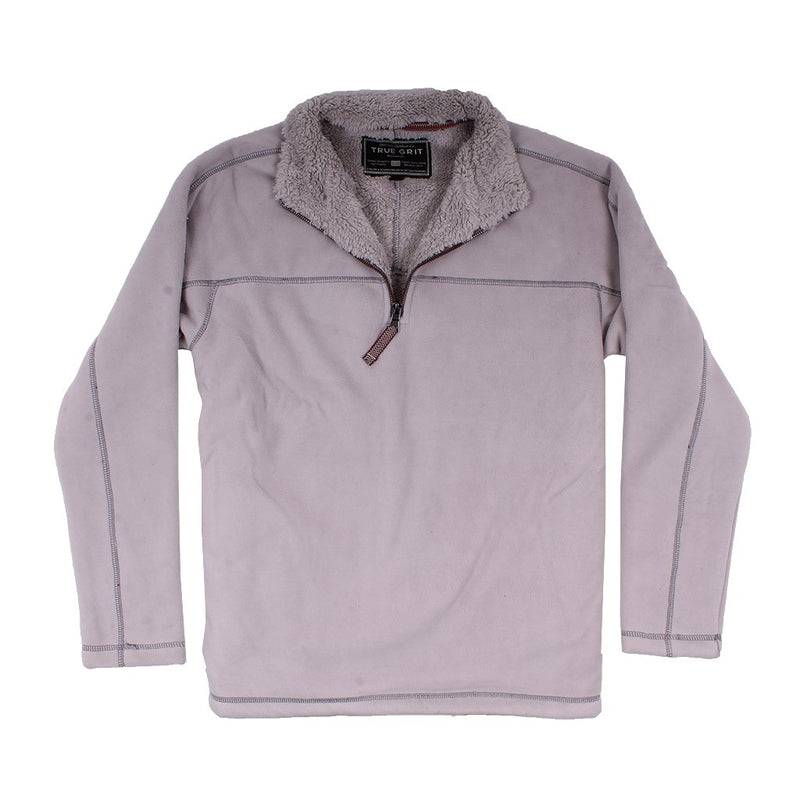 Bonded Polar Fleece & Sherpa Lined 1/4 Zip Pullover with Pockets - True Grit - The Sherpa Pullover Outlet