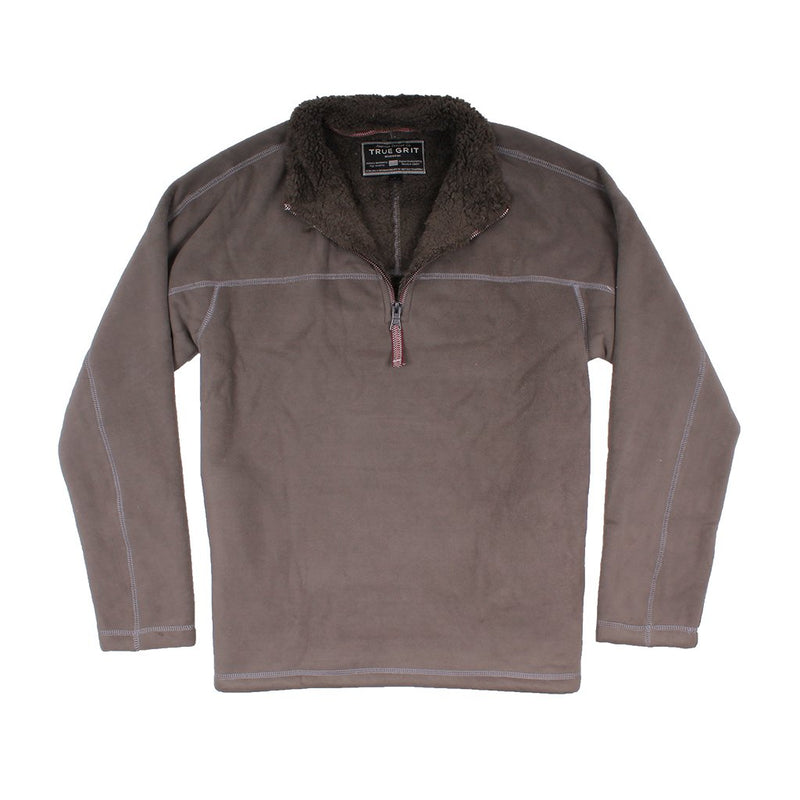 Bonded Polar Fleece & Sherpa Lined 1/4 Zip Pullover with Pockets - True Grit - The Sherpa Pullover Outlet