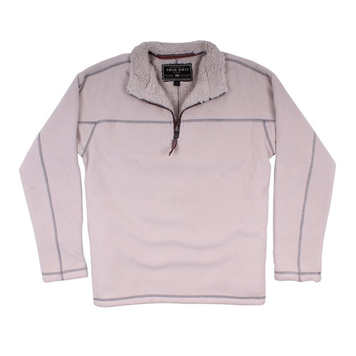 Bonded Polar Fleece & Sherpa Lined 1/4 Zip Pullover with Pockets - True Grit - The Sherpa Pullover Outlet