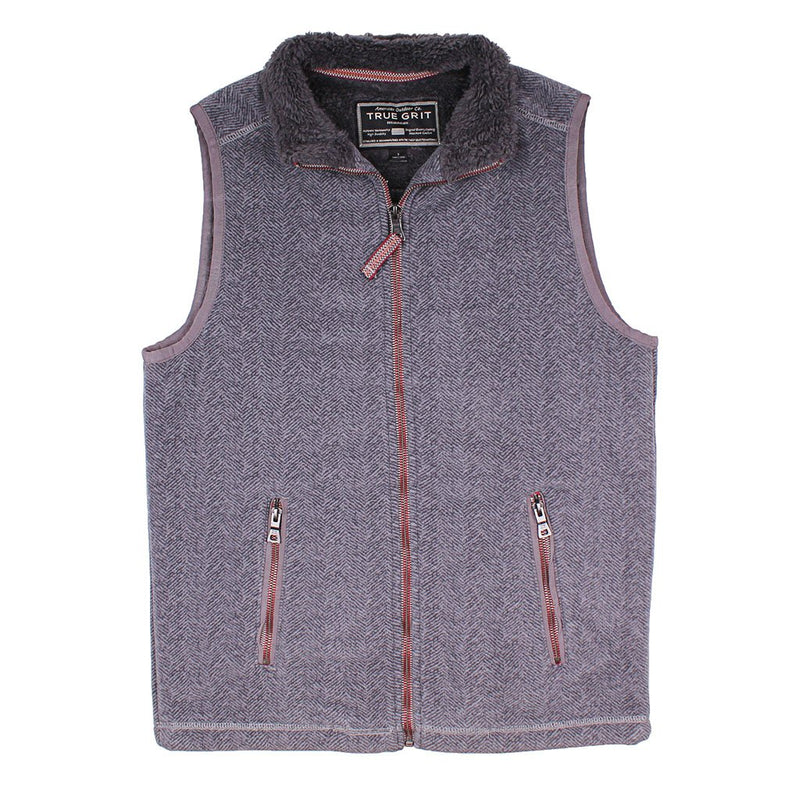 Herringbone Fleece Full Zip Vest - True Grit - The Sherpa Pullover Outlet