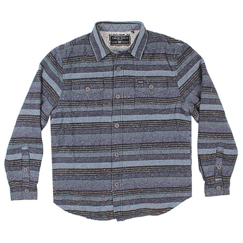 Textured Stripe Shirt Jacket with Sherpa Lining - True Grit - The Sherpa Pullover Outlet