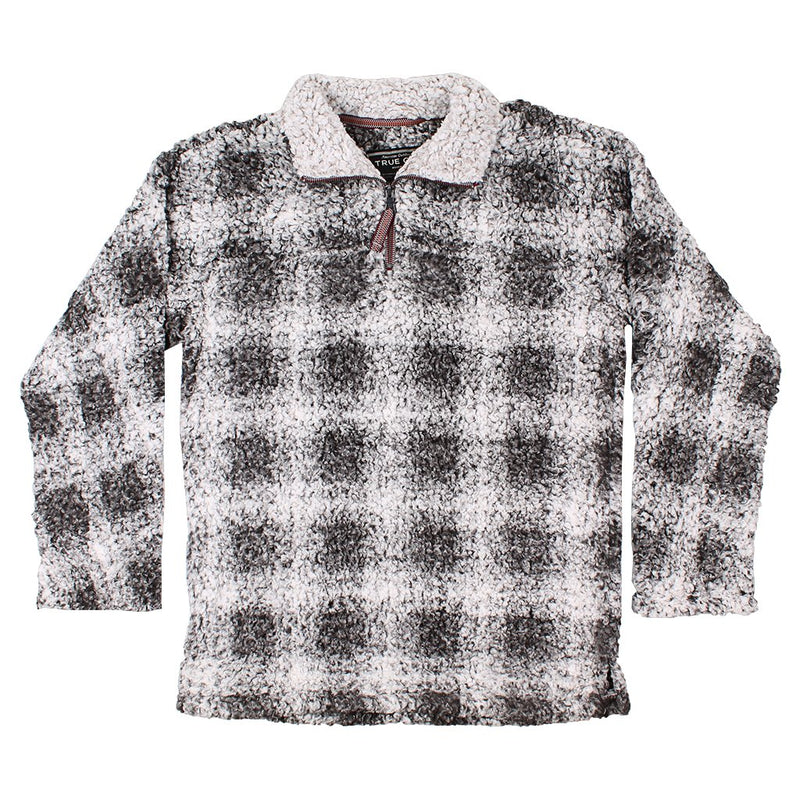 Softest Tip Box Plaid Shearling 1/4 Zip Pullover - True Grit - The Sherpa Pullover Outlet
