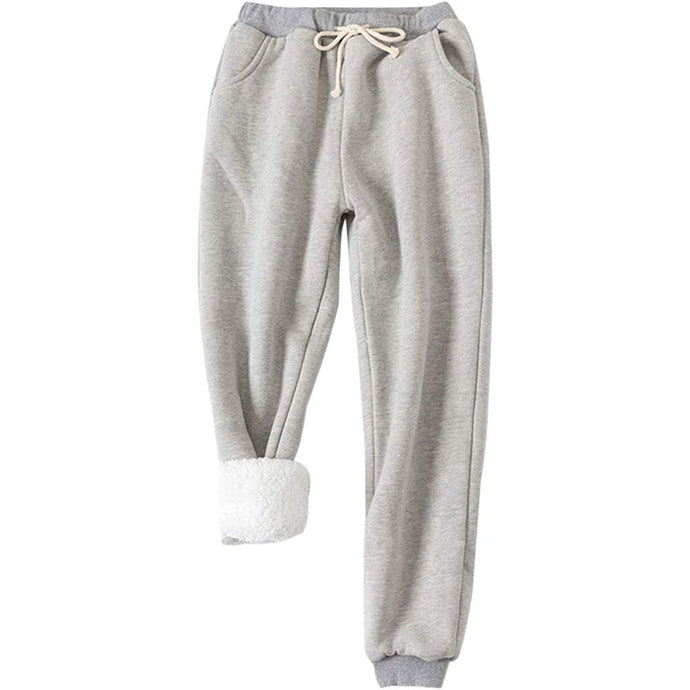 Women's Sherpa-Lined Joggers in Light Grey - The Sherpa Pullover Company