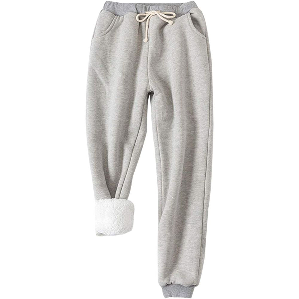 Women's Sherpa-Lined Joggers in Light Grey - The Sherpa Pullover Company