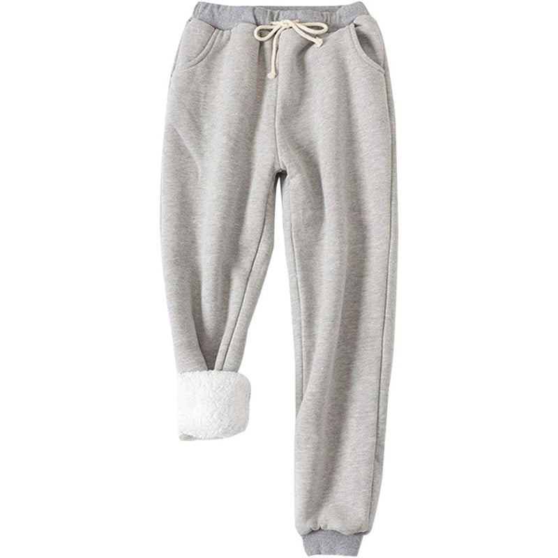 Women's Sherpa-Lined Joggers in Light Grey - Main Image