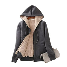 Women's Lagom Sherpa-Lined Full Zip Hoodie in Charcoal - The Sherpa Pullover Company