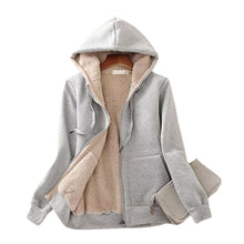 Women's Lagom Sherpa-Lined Full Zip Hoodie in Light Grey - The Sherpa Pullover Company