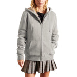 Women's Lagom Sherpa-Lined Full Zip Hoodie in Light Grey