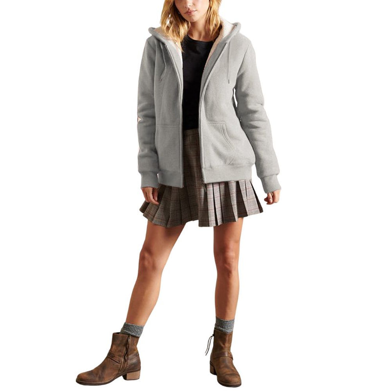 Women's Lagom Sherpa-Lined Full Zip Hoodie in Light Grey – The Sherpa  Pullover Company