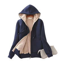 Women's Lagom Sherpa-Lined Full Zip Hoodie in Navy - The Sherpa Pullover Company