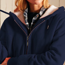 Women's Lagom Sherpa-Lined Full Zip Hoodie in Navy - The Sherpa Pullover Company