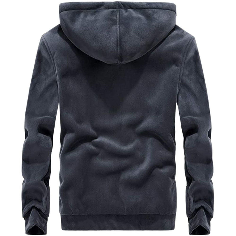 Men's Sueded Sherpa-Lined Full Zip Hoodie in Charcoal