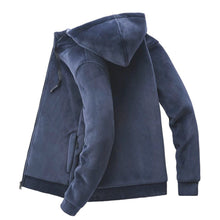 Men's Sueded Sherpa-Lined Full Zip Hoodie in Navy - The Sherpa Pullover Company