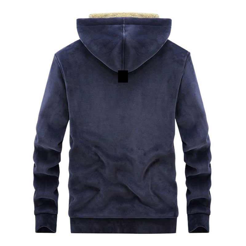 Men's Sueded Sherpa-Lined Full Zip Hoodie in Navy