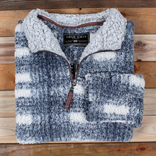 Frosty Tipped Big Plaid Pile Pullover - True Grit - The Sherpa Pullover Outlet