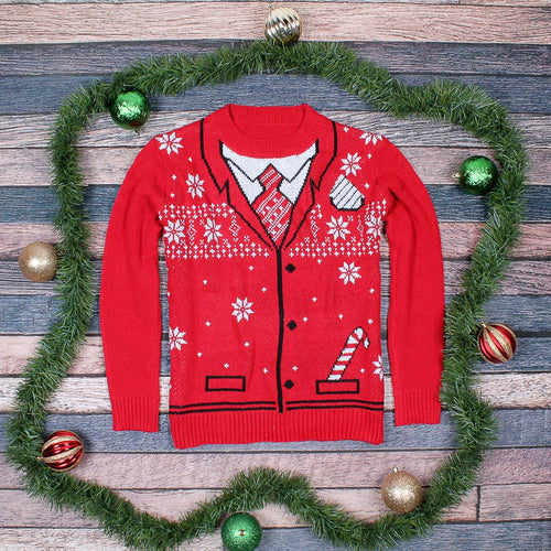 The Uncle Bing Christmas Suit Sweater - Preppy Elves - The Sherpa Pullover Outlet