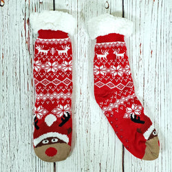 Rowdy Rudolph Sherpa Lined Socks - Nordic Fleece - The Sherpa Pullover Outlet