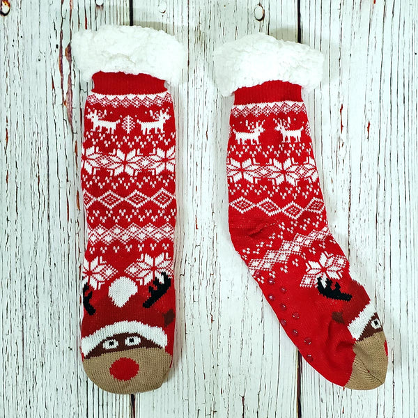 Rowdy Rudolph Sherpa Lined Socks - Nordic Fleece - The Sherpa Pullover Outlet