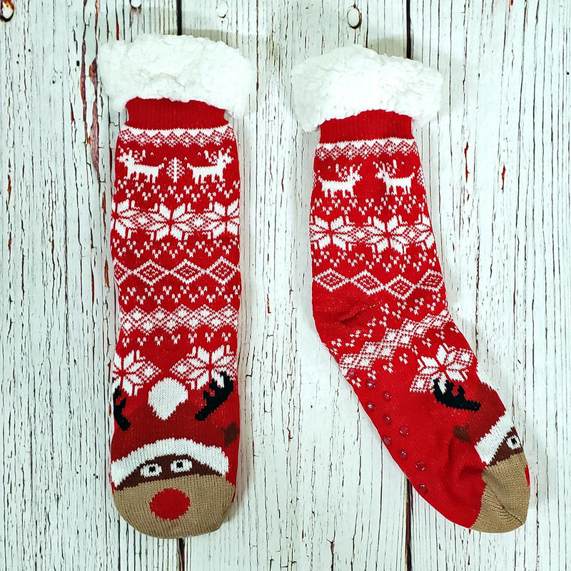Rowdy Rudolph Sherpa Lined Socks - Nordic Fleece - The Sherpa Pullover Outlet