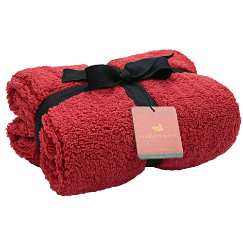 Watson Fluffy Pile & Tartan Blanket in Washed Red by Southern Marsh - Southern Marsh - The Sherpa Pullover Outlet